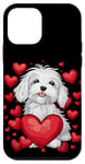 Coque pour iPhone 12 mini Coeurs de chien Coton de Tulear pour la Saint-Valentin