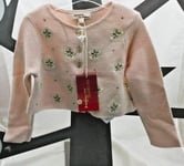 Dp...am veste rose tendre maille avec motifs brodés dorés fille 2 ans