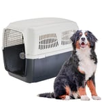 Ferplast Dog Carrier CLIPPER 7, IATA Approved Dog Travel Crate, Large Dog Carrier max 60 Kg, Pet Carrier for Airline, Car, Train, 105 x 75 x h 79 cm, Steel Door, Secure Closure