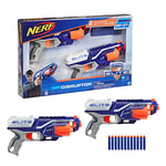 Nerf Elite, Pack de 2 Blasters Disruptor, 12 fléchettes Nerf Elite Officielles, Barillet Rotatif 6 fléchettes