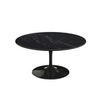 Knoll - Saarinen Round Table - Soffbord, Svart underrede, skiva i glansig grön Alpi marmor, H: 38, Ø 91 - Soffbord - Eero Saarinen - Grön,Svart - Glas/Metall