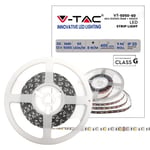 V-TAC Ruban LED bobine de 5 mètres 5 W au mètre ruban lumineux SMD 2835 Couleur de la lumière blanche chaude 3000 K d'intérieur avec bande adhésive, alimenté à 12 V.