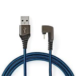 USB 2.0-kabel, A till Lightning, blå/svart, 2 meter