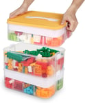 Storage Organiser for Lego 3 Layers Stackable Kids Toy Box With Base Plates Lid