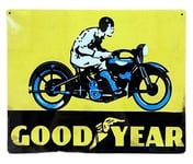 Metal Advertising Wall Sign - Good Year Tyre Motorbike