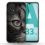 Coque pour Samsung Galaxy A33 5G Animal Chat Gris