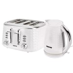 GEEPAS Argyle 4 Slice Bread Toaster & 1.7L Cordless Electric Kettle Combo Set 