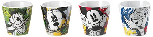 Disney - PWM83/4P - Lot de 4 Petits Verres à café Motif Mickey et Minnie