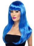 Smiffys Babelicious Blue Long Straight Wig With Fringe