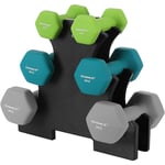 Songmics - Set haltère, 3 Paires, 2x1 kg 2x2 kg 2x3 kg, Rack de Rangement Offert, Salle de Sport, Musculation, Entraînement, Revêtement en néoprène