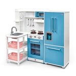 Plum Roleplay Kids Indoor Wooden Penne Pantry Bakehouse Play Kitchen with cooking utensil, fridge with ice machine and electric hobs with lights and sounds- 3 Years Plus 110 x 102 x 33cm