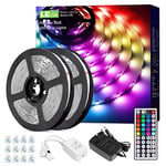 Lepro 10M 36W Ruban LED RGB Multicolore Dimmable, Bande Lumineuse Adhésif Efficace 20 Couleurs 8 Modes avec Télécommande, Lumières LED Décoratives pour Chambre, Maison, Miroir, Cuisine (2 * 5M)