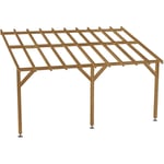 Carport adossé 5x3 - Pente 30% - Bois massif traité CL3 Marron - Durable + Vis & pieds de poteaux réglables