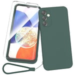 Fyriswho Coque pour Samsung Galaxy A14 4G / 5G + Film Protection écran en Verre trempé, Premium TPU Souple Étui Antichoc Case de Protection Samsung Galaxy A14 4G / 5G Cover - Vert foncé