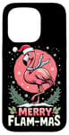 Coque pour iPhone 15 Pro Merry Flam Mas Funny Flamingo Noël 2024