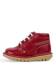 Kickers Kick Hi Zip Boot - Red, Red, Size 1 Older