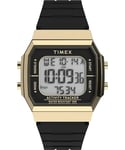 Timex Montre mixte Activity Tracker Sport 40 mm - Bracelet en silicone noir, cadran digital, boitier doré TW5M60900