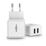 ANSMANN Chargeur USB HC212 pour smartphone, tablette, écouteurs, etc. (1 pce) – Adaptateur secteur avec contrôle de charge Smart IC – Chargeur téléphone à double ports USB-A 2,4A – Blanc