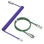 MAMBASNAKE C01 Coiled Keyboard Cable, Pro Custom USB-C Aviator Cable for Mechanical Keyboard, Type-C to USB-A,TPU Spring Cable with Detachable Metal Aviation Connector for Gaming Keyboard-Purple/Green