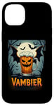 Coque pour iPhone 14 Plus Vambier Halloween Boveur de bière chauve-souris visage de citrouille