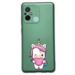 Coque vert pour Redmi Note 12 4G licorne coeur kawaii I love you