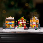 Christmas Village Scene Decorations Ornament Festive Street Shops Light Up 3pc