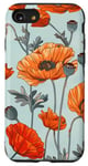 Coque pour iPhone SE (2020) / 7 / 8 Motif coquelicot orange sur fond bleu clair