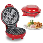 550W Superlex Round Mini Waffle Maker Electric Dessert Machine Easy Clean Red UK