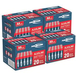 ANSMANN Lot de Piles alcalines Mignon AA 1,5V (80 pces) – Piles LR6 idéales pour télécommandes, etc. – Piles alcalines LR6 à Longue conservabilité