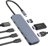 10Gbps Hub USB C 3.2 Gen 2 Adaptateur avec PD Charge 100W, 7 en 1 Dock en Aluminium Multiport Adaptateur USB C vers USB A/C 3.2 Compatible avec iPhone 15, MacBook, iPad, Surface, Thinkpad, Galaxy