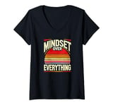 Womens Mindful Motivational Quote, Mindset Over Everything, Success V-Neck T-Shirt