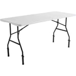 Rekkem - Table pliante blanche 180 cm avec réhausseurs