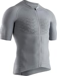 X-Bionic Effektor 4.0 T-Shirt Maillot de Compression de Cyclism Zippé Manches Courtes Homme, Dolomite Grey/Arctic White, FR : M (Taille Fabricant : M)