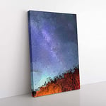 Big Box Art A Forest Beneath The Stars in Abstract Canvas Wall Art Print Ready to Hang Picture, 76 x 50 cm (30 x 20 Inch), Grey, Lavender, Maroon, Blue, Red