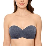 DELIMIRA Soutien Gorge sans Bretelles Invisible Grande Taille Femme Soutien-Gorge avec Armature Minimiseur Blue Heather 105C