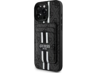 Case Guess 4G Stripes With Wallet Magsafe For Iphone 16 Pro Max Black