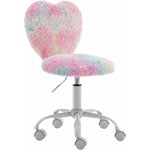 Chaise de Bureau pour Enfant Chaise Pivotante avec hauteur Réglable Fauteuil à Roulettes en Fausse Fourrure pour Chambre, Coloré