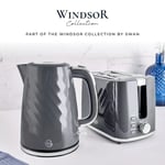 Swan Windsor 3000W Kettle & 2 Slice Toaster Kitchen Set (Grey) 2 YEAR GUARANTEE