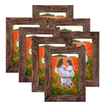 PETAFLOP Cadre Photo 10x15 Lot de 7, Cadre Photo Rustique Marron, Accrocher au Mur ou Placer sur La Table pour Décorer La Maison, Le Salon, Le Bureau