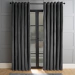 OHS Blackout Curtains Velvet, Thermal Fleece Lined Decorative Eyelet Curtains for Bedroom Living Room Insulated Warm Energy Saving Black Out Curtains - Grey, 46" x 54"