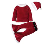 Jultomten Kläder Barn Flickor Ärm Toppar Flared Bottoms Set Juldräkt 6-7 Years Red