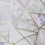 Arthouse Fragments Geometric Marble Metallic Grey Wallpaper - Gold Pink - 697200