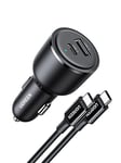 UGREEN 63W USB C Car Charger 45W Samsung Super Fast Charger 2.0 PPS 45W Compatible with Samsung Galaxy S24/S24+/S24 Ultra/S23/S23+/S23 Ultra/S22 +, iPhone 16/15/14/13 Series, Pixel 7, iPad, Laptop