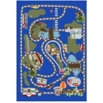 Vendorflair - Tapis Enfant Circuit de Voiture 120 x 160 cm - Bleu – Qualité supérieure pour Maison, Appartement, Bureau – Style élégant et durable –