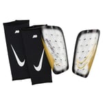 Nike Unisex Shin Pads Nk MERC Lite - Fa22, White/Black/MTLC Gold Coin, DN3611-101, S