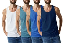 3 X Mens Vests 100% Cotton Tank Top Summer Training Gym Pack Interlock S - 5xl