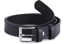 Ladeheid Ceinture enfant en cuir accessoire de mode pour enfants ceinture garçon avec boucle K1D5 (Noir/Bleu 60 cm (Longueur totale 79 cm))