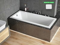 Baignoire rectangulaire blanche à encastrer + repose tête - MODERN SLIM - 150 x 70 cm