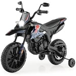 DREAMADE Moto Electrique pour Enfants avec Lumières et Musique, Mini Véhicule Rechargeable avec Batterie 12V et 2 Roues Auxiliaires, Capacité de Charge 25KG, pour Enfant 3-8 Ans (Bleu,Modèle 3)