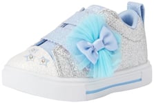 Skechers Fille Orteils Scintillants Baskets, Garniture Bleue synthétique argentée, 5 UK